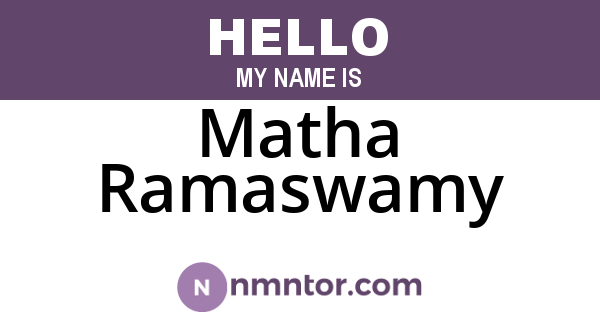 Matha Ramaswamy