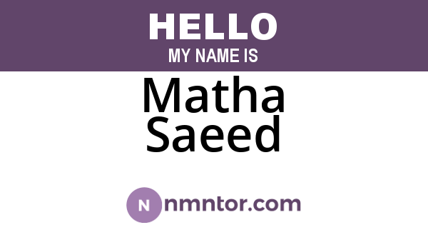 Matha Saeed
