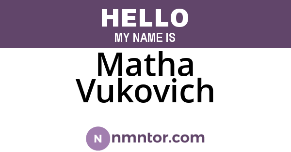 Matha Vukovich