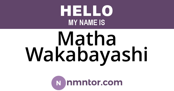 Matha Wakabayashi