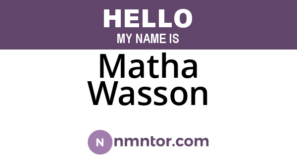 Matha Wasson