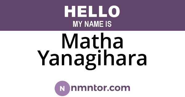 Matha Yanagihara