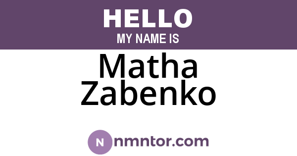 Matha Zabenko