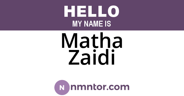 Matha Zaidi