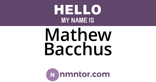 Mathew Bacchus