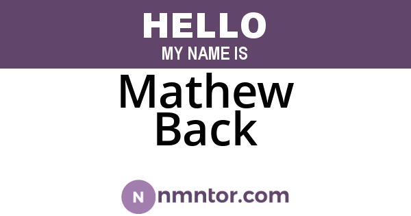 Mathew Back