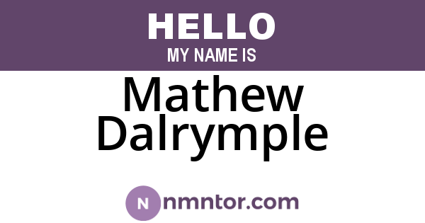 Mathew Dalrymple