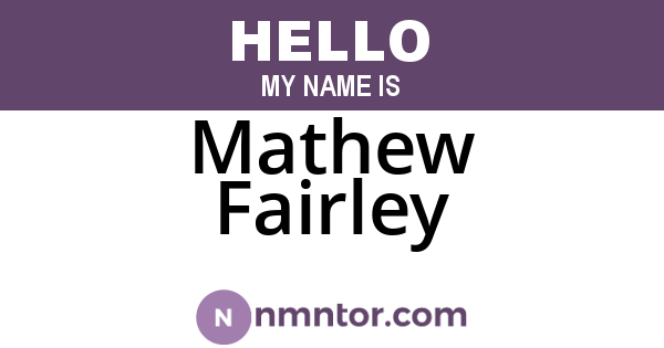 Mathew Fairley