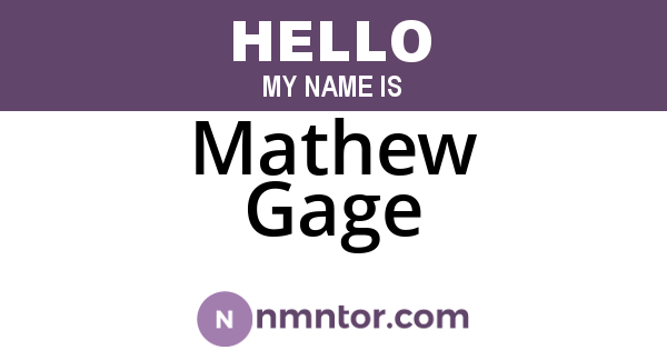Mathew Gage