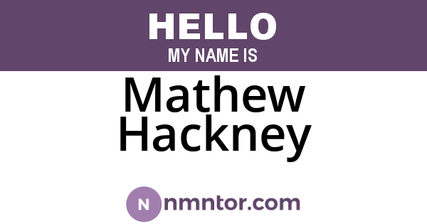Mathew Hackney