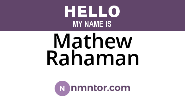 Mathew Rahaman
