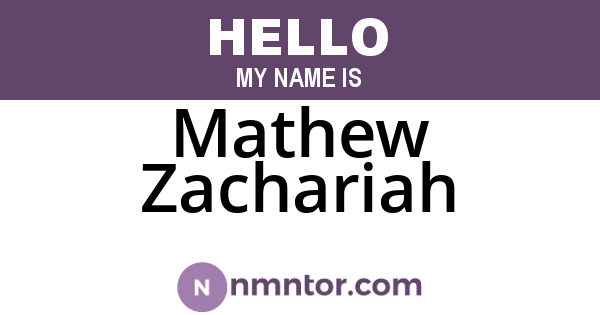 Mathew Zachariah