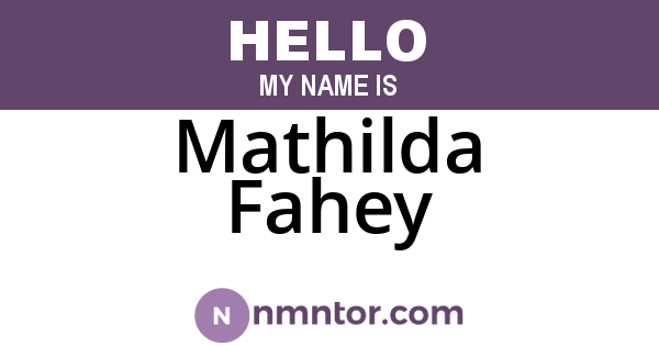 Mathilda Fahey