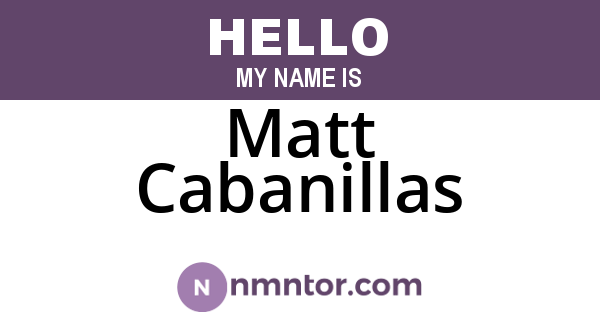 Matt Cabanillas