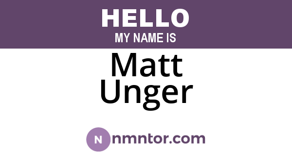 Matt Unger