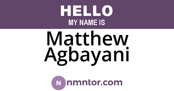 Matthew Agbayani