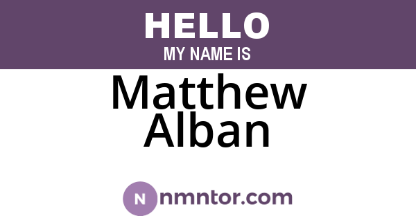 Matthew Alban