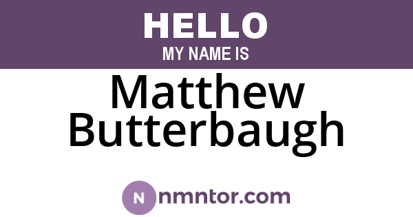 Matthew Butterbaugh
