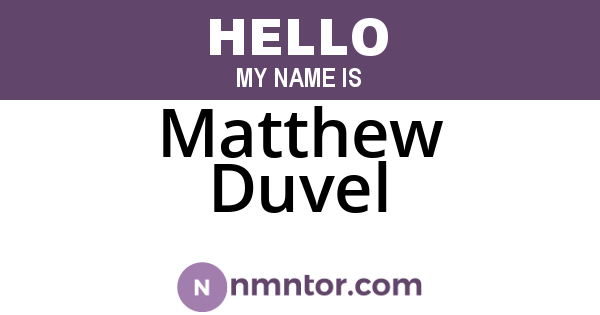 Matthew Duvel