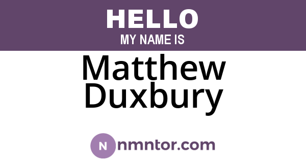 Matthew Duxbury