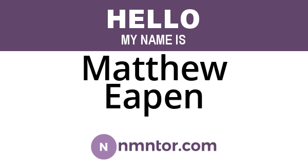 Matthew Eapen