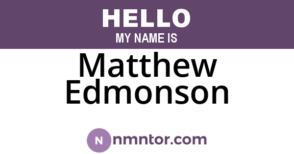 Matthew Edmonson