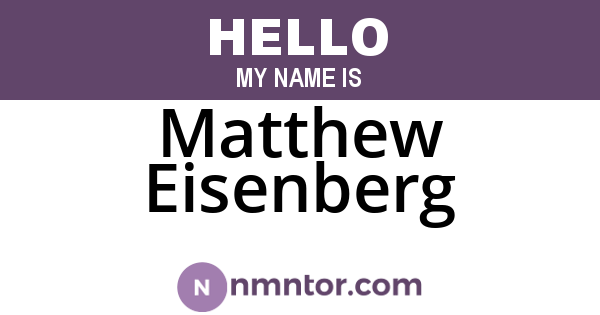 Matthew Eisenberg