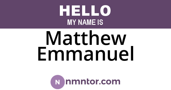 Matthew Emmanuel
