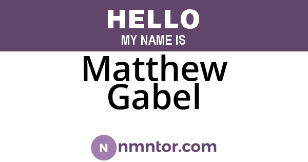 Matthew Gabel