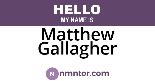 Matthew Gallagher