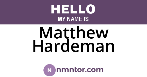 Matthew Hardeman
