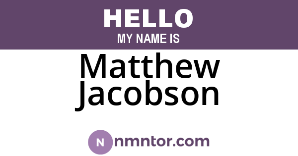 Matthew Jacobson