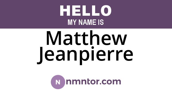 Matthew Jeanpierre