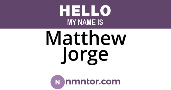 Matthew Jorge