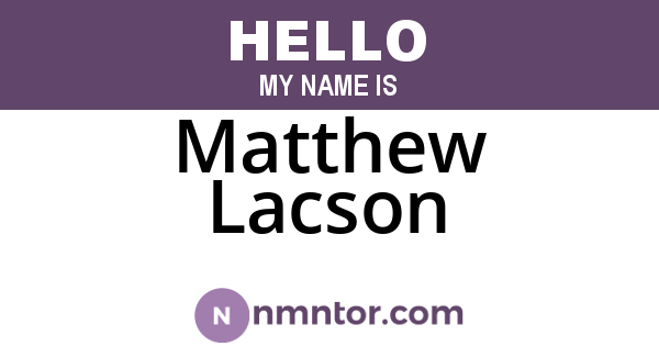 Matthew Lacson