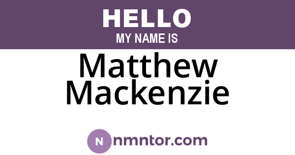Matthew Mackenzie