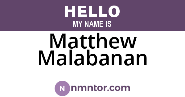 Matthew Malabanan