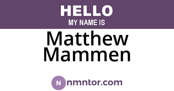 Matthew Mammen