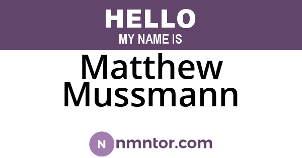 Matthew Mussmann