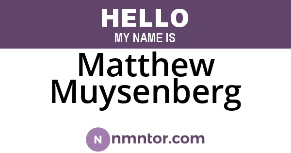 Matthew Muysenberg