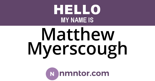 Matthew Myerscough