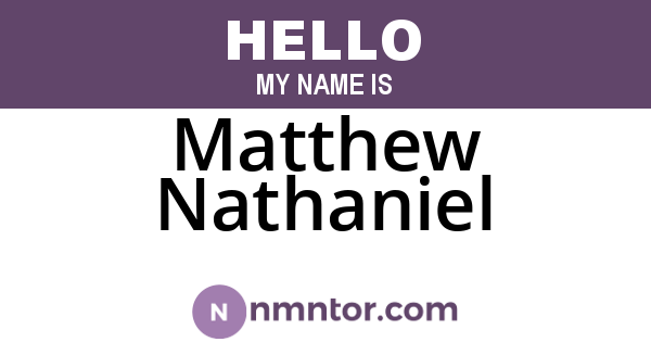 Matthew Nathaniel
