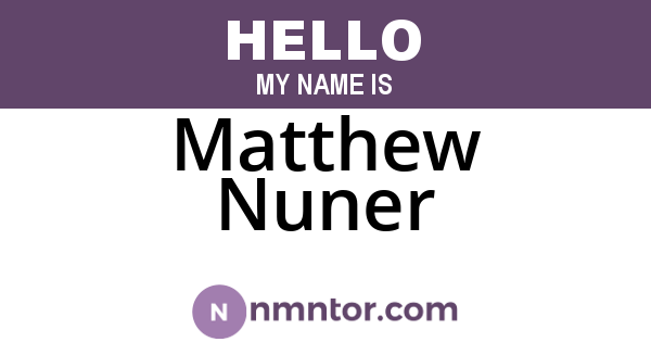 Matthew Nuner