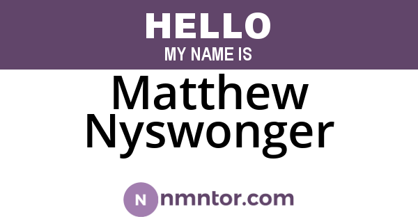 Matthew Nyswonger
