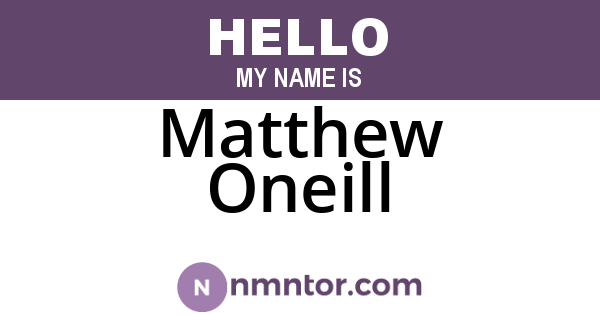 Matthew Oneill