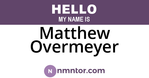 Matthew Overmeyer