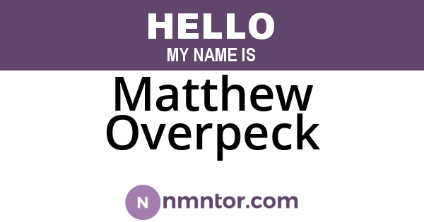 Matthew Overpeck