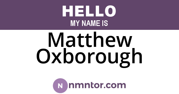 Matthew Oxborough