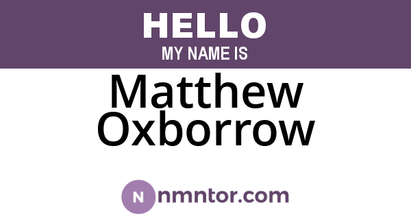 Matthew Oxborrow