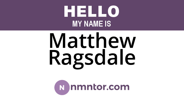 Matthew Ragsdale